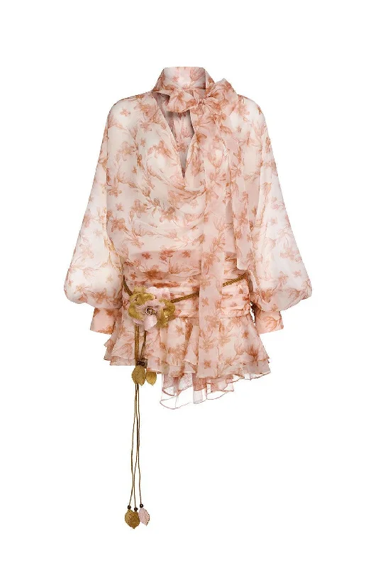 Floral Printed Casual Dresses for Summer Camryn Blouson Tie Neck Chiffon Mini Dress Floral Printed Casual Dresses for Summer Camryn Blouson Tie Neck Chiffon Mini Dress