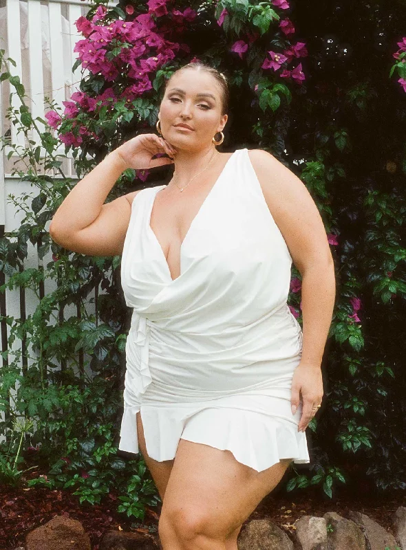Mini dresses with ribbed textures for a unique appearance Devotion Mini Dress White Curve