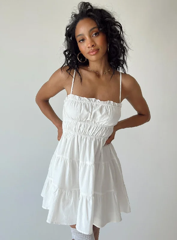 Mini dresses with beaded embellishments for a fancy event Ceara Mini Dress White