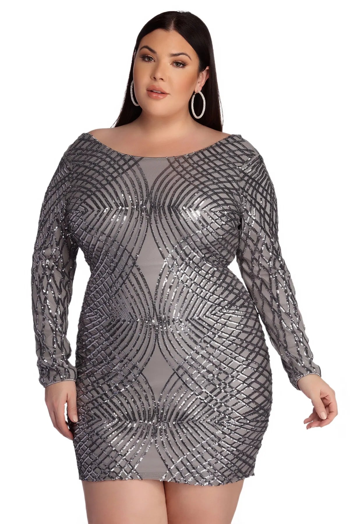 Cotton mini dresses for a comfortable everyday option Plus Elysse Steal The Show Sequin Dress