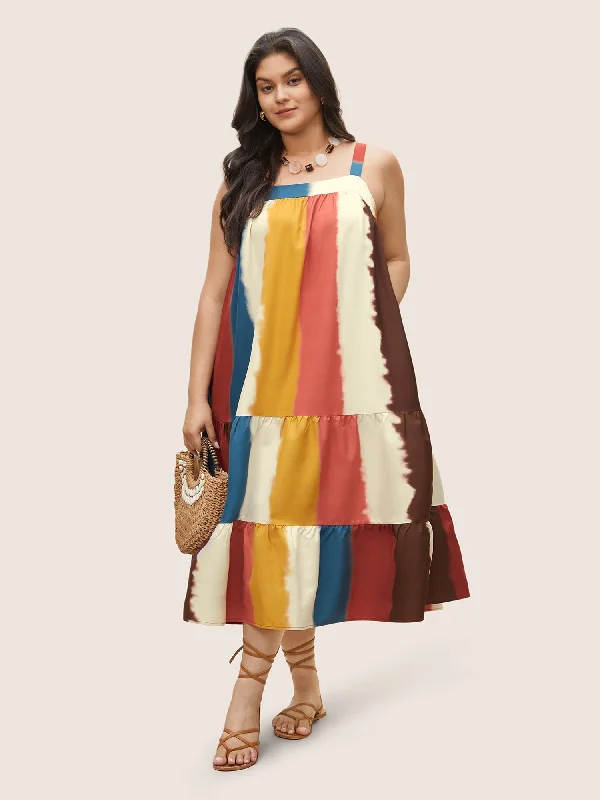Spring - Season Casual Dresses in Fresh Colors Colored Colorblock Tiered Patchwork Cami Dress Spring - Season Casual Dresses in Fresh Colors Colored Colorblock Tiered Patchwork Cami Dress