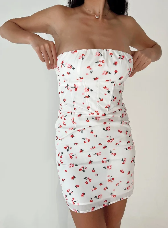 Mini dresses with side slits for a sexy appeal Ivy Corset Mini Dress White Floral