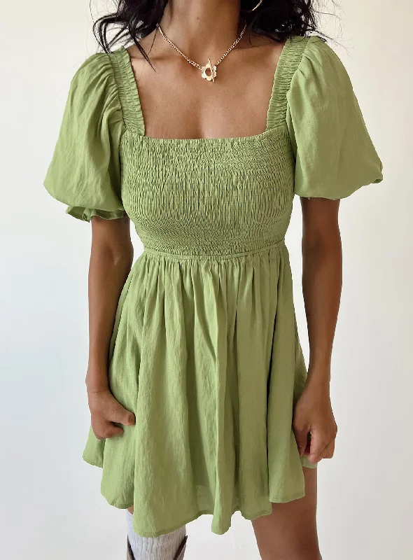 Mini dresses with high - low hems for a modern twist Dani Mini Dress Green