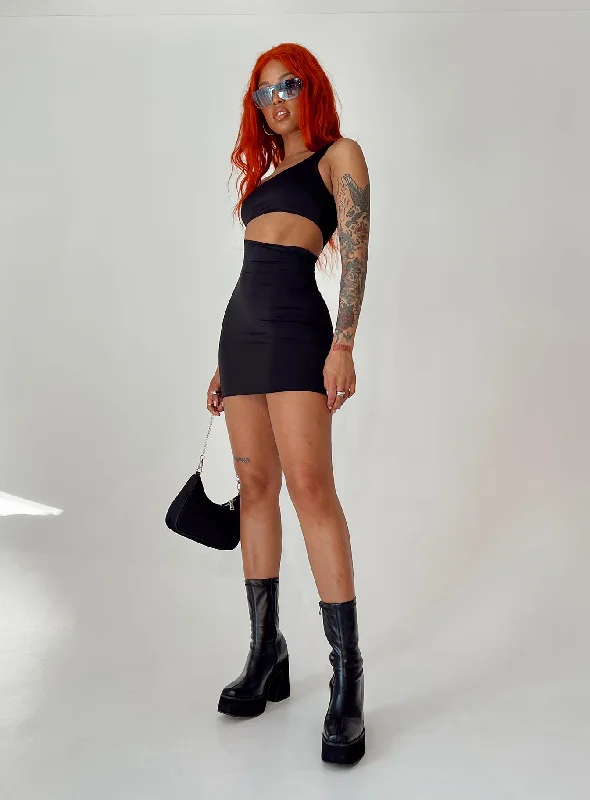 Leather mini dresses for a edgy style Jessika Mini Dress Black