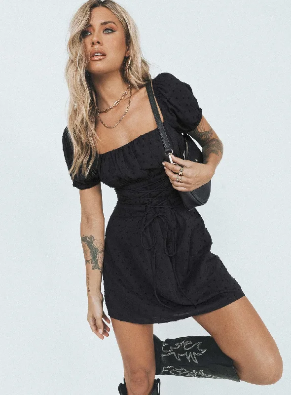 Leather mini dresses for a edgy style Fauci Mini Dress Black