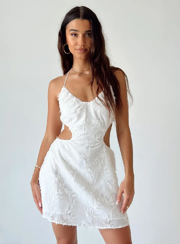 Mini dresses with asymmetric hems for a fashion - forward look Martin Mini Dress White