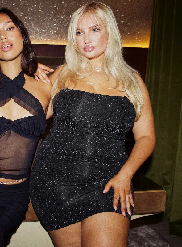 Mini dresses with fringe for a bohemian style Reeva Mini Dress Black Curve