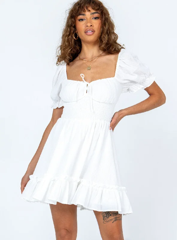 Mini dresses with side slits for a sexy appeal Starley Mini Dress White