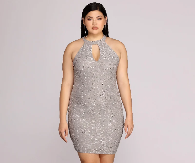 Sequined mini dresses for New Year's Eve Plus Stunning In Silver Formal Dress