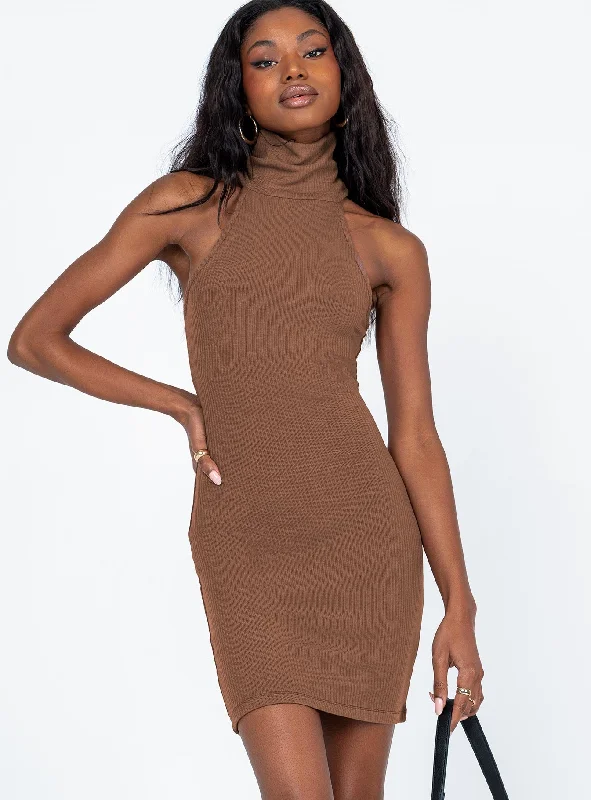 Mini dresses with cut - out details for a trendy look River Mini Dress Brown