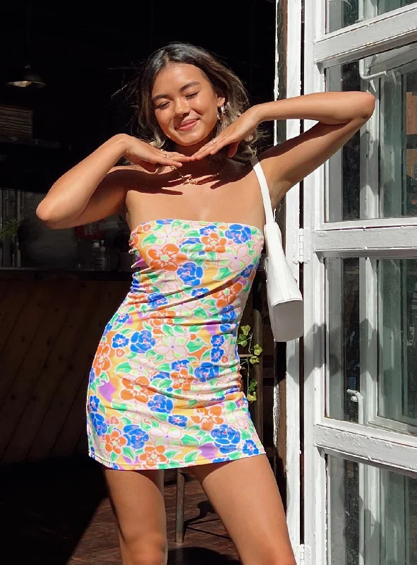 Mini dresses with one - shoulder designs Paradise City Mini Dress Multi Floral