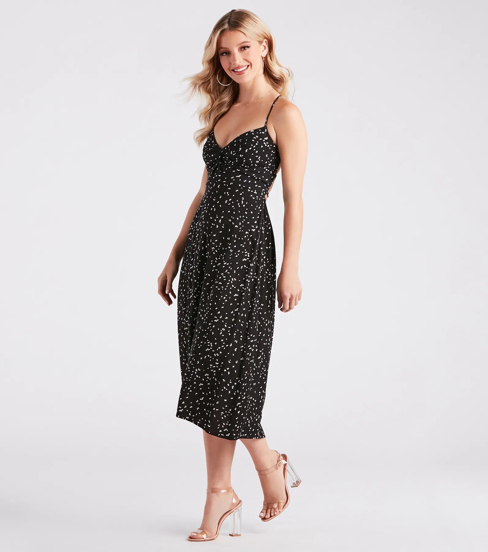 Midi Casual Dresses in Trendy Patterns​ Just Spotted Leopard Lace-Up Midi Dress