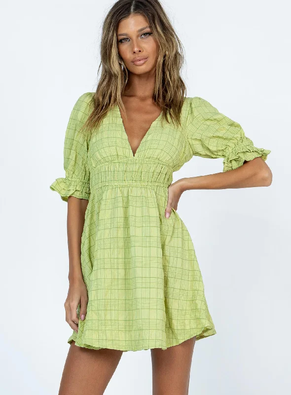 Mini dresses with patchwork designs for a unique style Chances Mini Dress Green