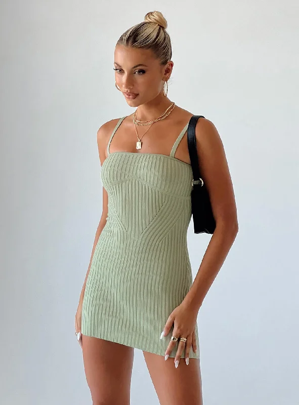 Leather mini dresses for a edgy style Edward Mini Dress Sage