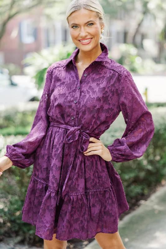 Fair Isle - Patterned Casual Dresses for a Festive Look​ All You Have Eggplant Purple Lace Dress