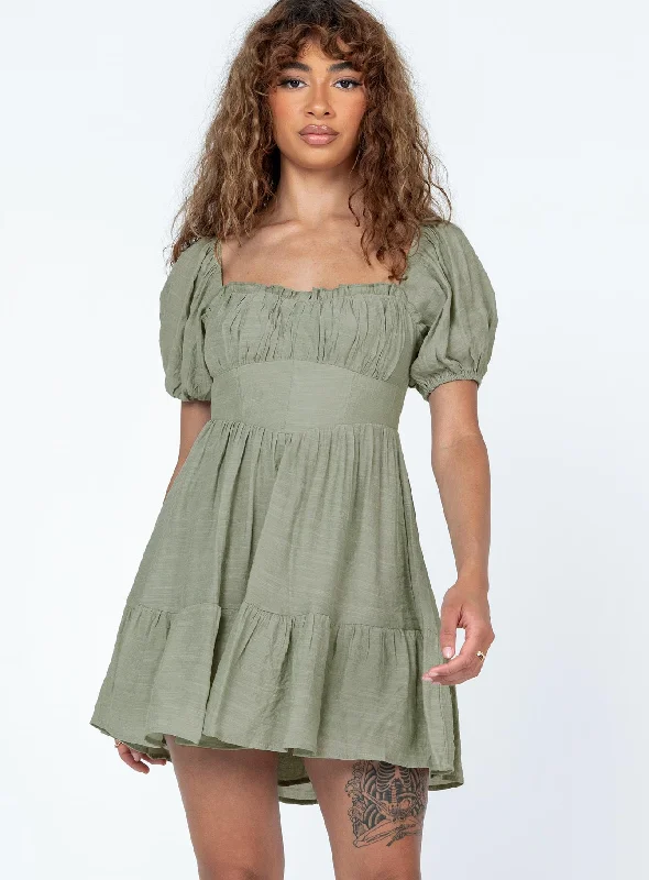 Strapless mini dresses for a beach vacation Ethan Mini Dress Green