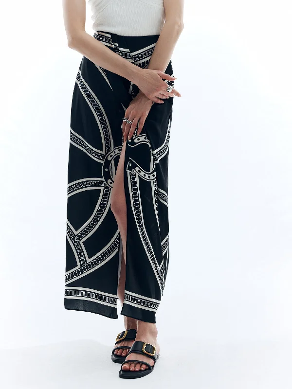 Brunch - Suitable Casual Dresses for a Relaxed Gathering​ Print Split Vintage Skirt