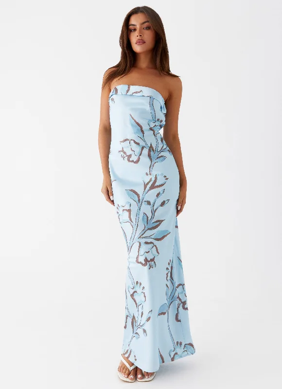 Post - Partum Casual Dresses for New Moms​ Summer Lover Maxi Dress - Blue Floral