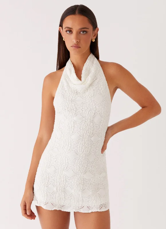 Drawstring - Waist Casual Dresses for Adjustable Tightness Camden Mini Dress - White Drawstring - Waist Casual Dresses for Adjustable Tightness Camden Mini Dress - White