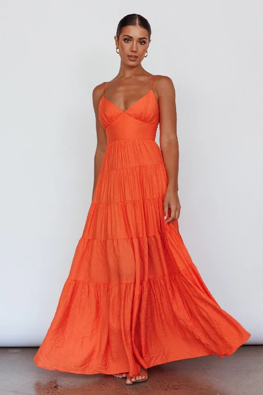 Cotton - Linen Blend Casual Dresses Main Attraction Cami Strap Maxi Dress Tangerine Cotton - Linen Blend Casual Dresses Main Attraction Cami Strap Maxi Dress Tangerine