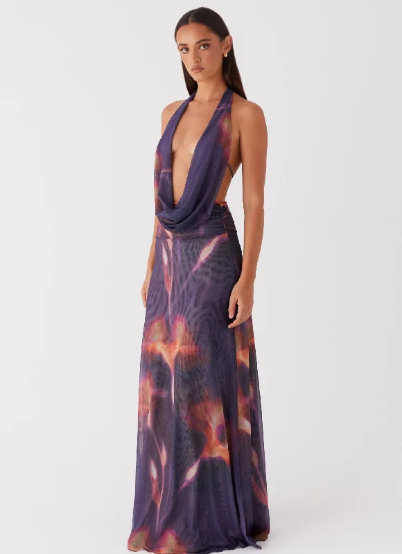 Cable - Knit Casual Dresses for a Traditional Style Elysia Mesh Maxi Dress - Midnight Bloom Cable - Knit Casual Dresses for a Traditional Style Elysia Mesh Maxi Dress - Midnight Bloom