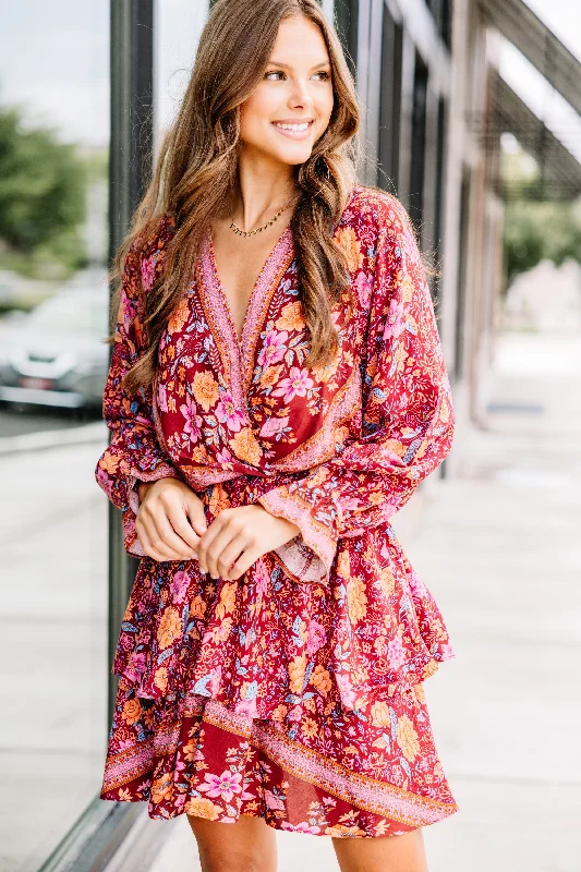 Sleeveless Casual Dresses for Warm Weather​ Go On With It Red Mixed Print Dress