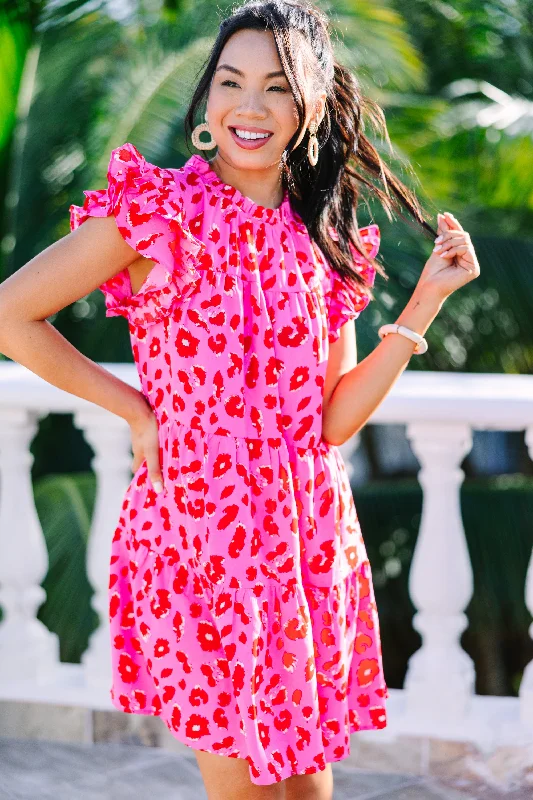 Velvet Casual Dresses for a Luxurious Look Make My Day Hot Pink Leopard Babydoll Dress Velvet Casual Dresses for a Luxurious Look Make My Day Hot Pink Leopard Babydoll Dress
