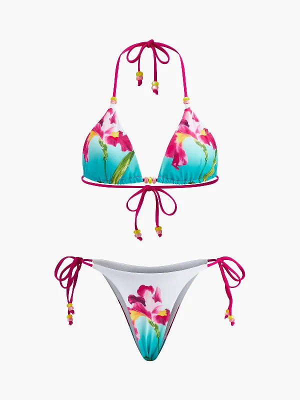 Stretchable Casual Dresses for a Flexible Fit​ Floral Print Beaded Bikini Set