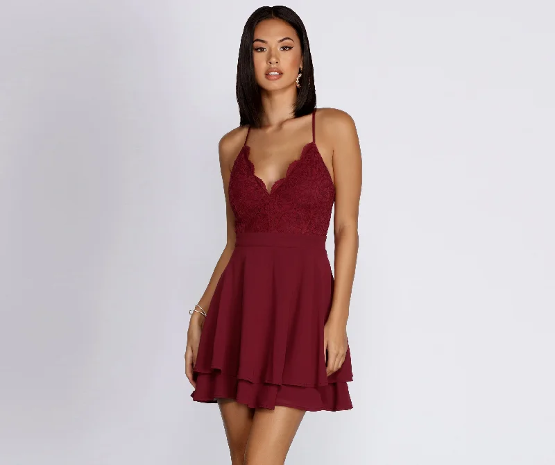 Mini dresses with high - low hems for a modern twist Never Too Much Chiffon Skater Dress Mini dresses with high - low hems for a modern twist Never Too Much Chiffon Skater Dress