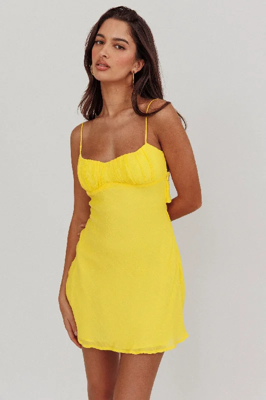 Hat - Friendly Casual Dresses for Outdoor Outfits Nerida Twist Back Mini Dress Lemon Hat - Friendly Casual Dresses for Outdoor Outfits Nerida Twist Back Mini Dress Lemon