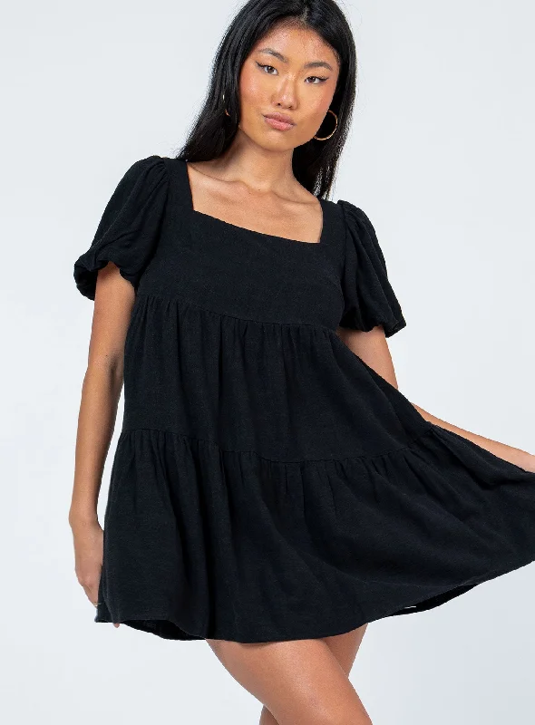 Sheer mini dresses with lace inserts Zalia Mini Dress Black