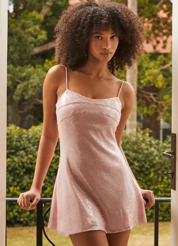 Office - Appropriate Casual Dresses with a Professional Edge Paloma Blush Sequin Mini Dress - Pink Office - Appropriate Casual Dresses with a Professional Edge Paloma Blush Sequin Mini Dress - Pink