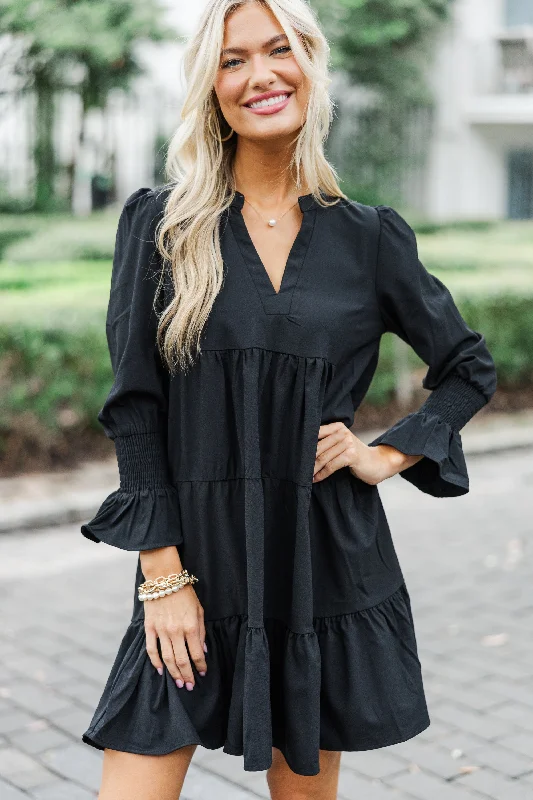Outdoor Event Casual Dresses in Durable Fabrics​ In Your Happy Place Black Dress