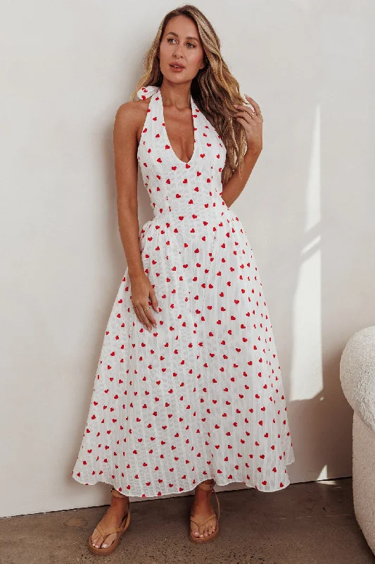 Spring - Season Casual Dresses in Fresh Colors El Corazon Halterneck Dress Heart Print Spring - Season Casual Dresses in Fresh Colors El Corazon Halterneck Dress Heart Print