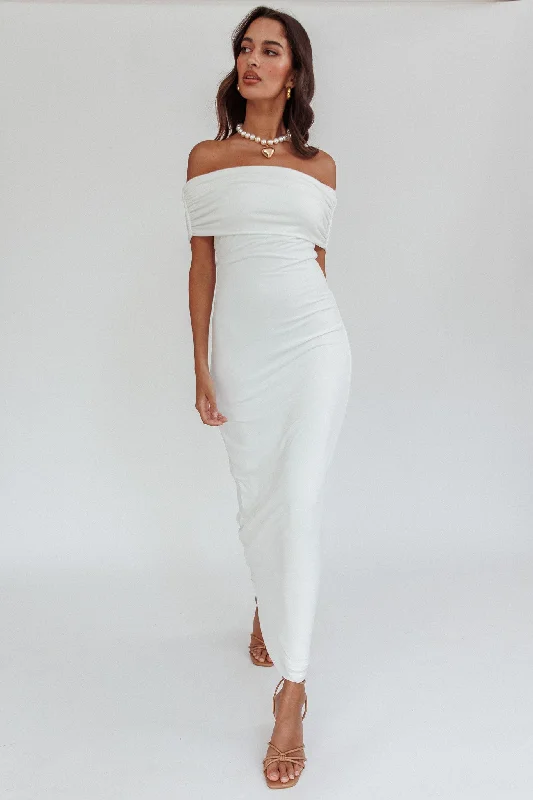 Maxi Casual Dresses for a Relaxed Look Cruising Sunset Off Shoulder Dress Off White Maxi Casual Dresses for a Relaxed Look Cruising Sunset Off Shoulder Dress Off White