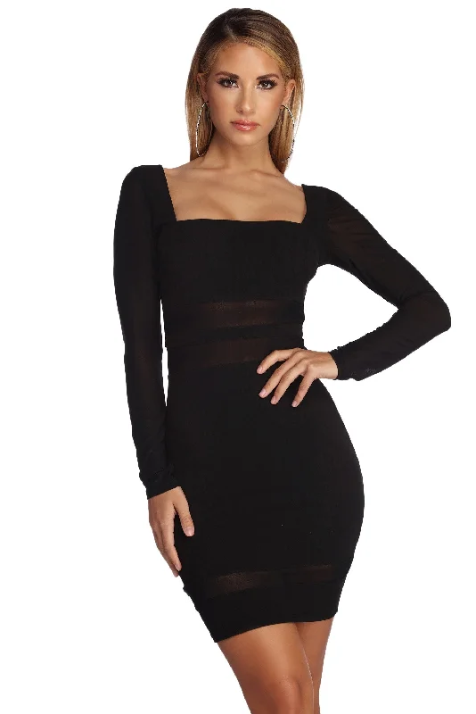 Strapless mini dresses for a beach vacation Miss Me Mesh Mini Dress