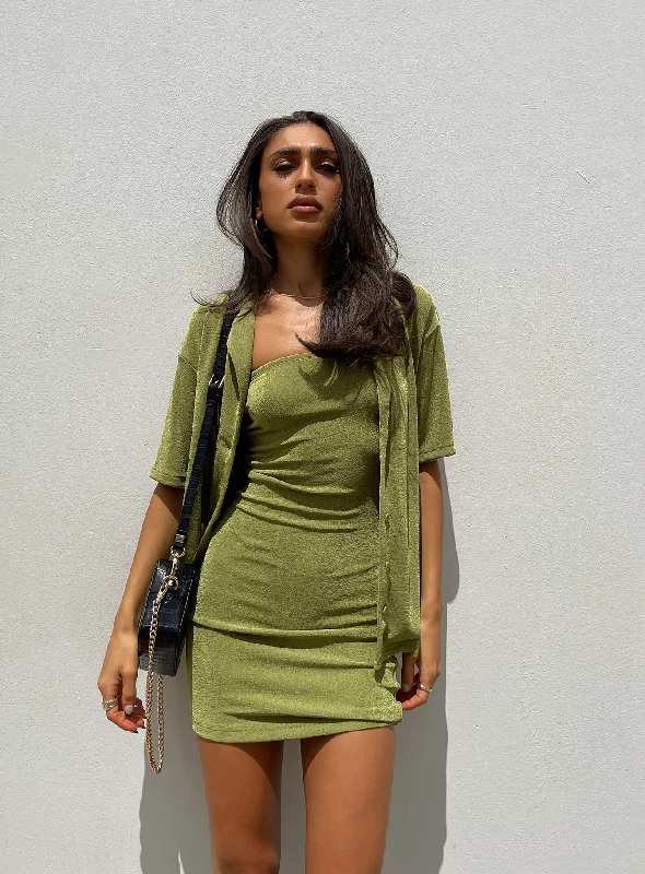 Floral print mini dresses for summer parties Misha Set Green