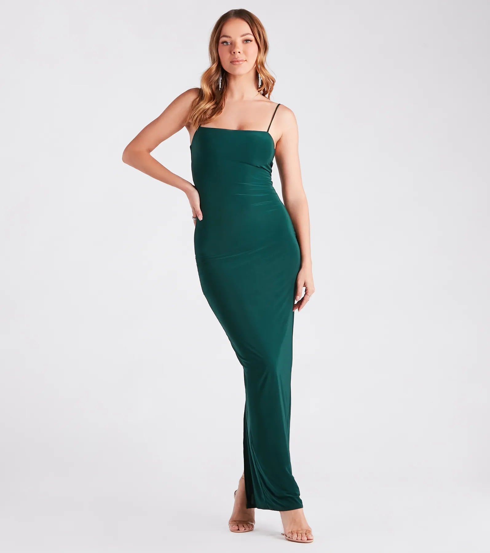 Velvet Casual Dresses for a Luxurious Look​ Set The Curve Square Neck Maxi Dress