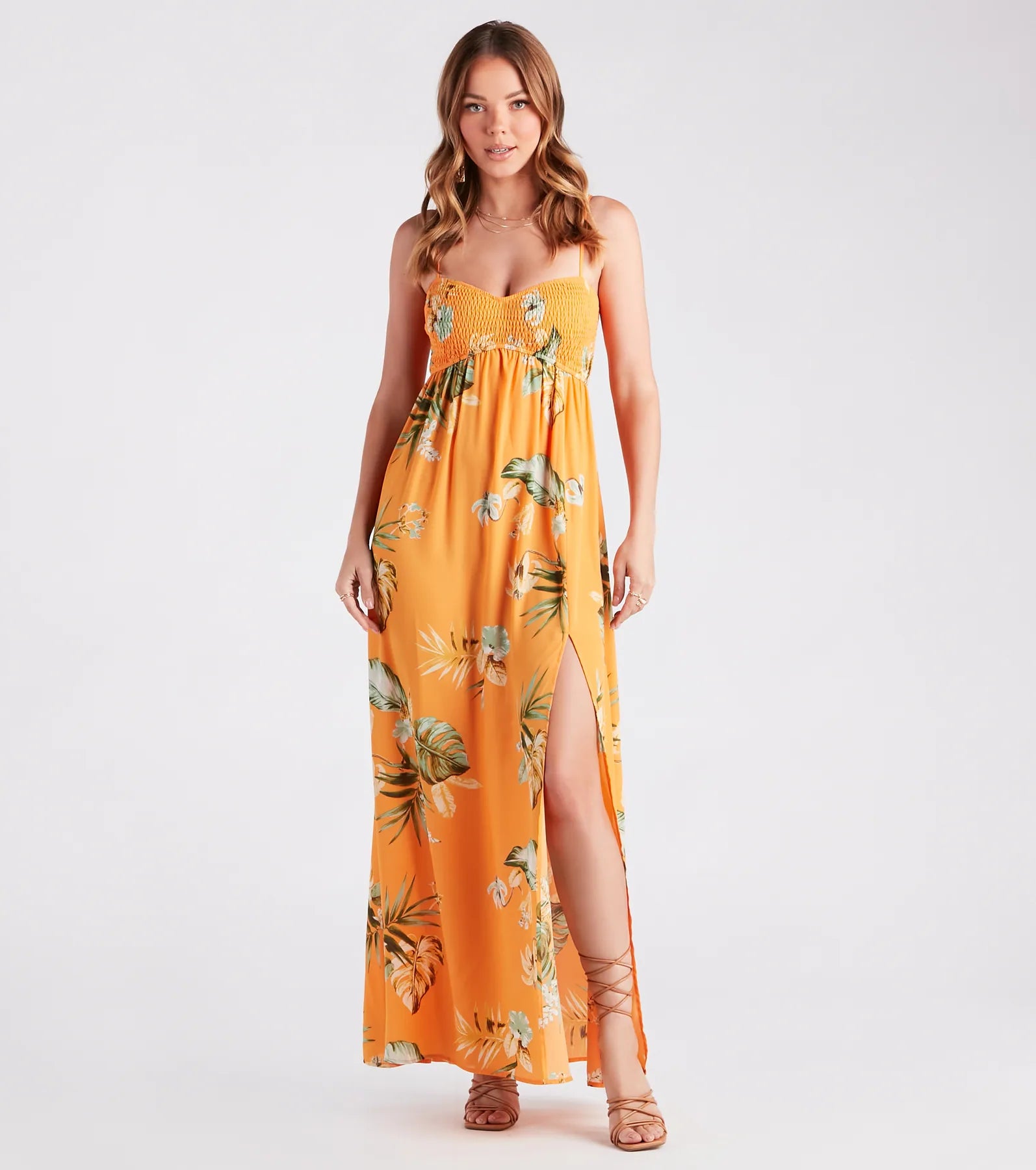 Beach Casual Dresses with a Breezy Design​ Island Love Tropical Print Maxi Dress