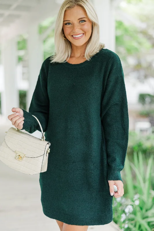 Short - Sleeve Casual Dresses with Printed Graphics​ Feeling Your Best Emerald Green Sweater Dress