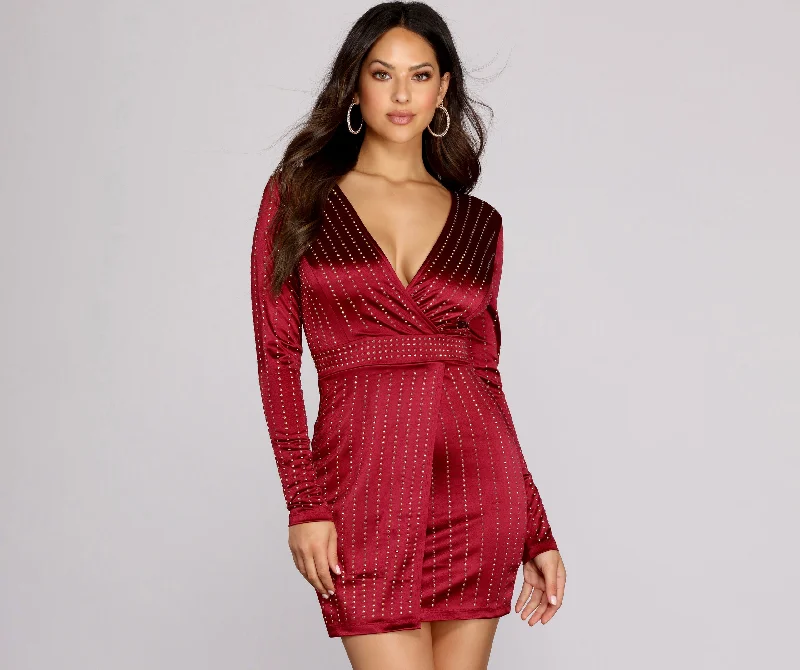 Mini dresses with patchwork designs for a unique style Kali Satin Heat Stone Dress