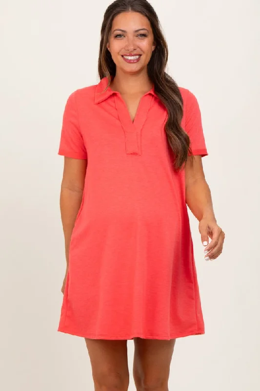 Baby Girl Casual Dresses for a Sweet Look​ Coral Basic Polo Maternity Dress