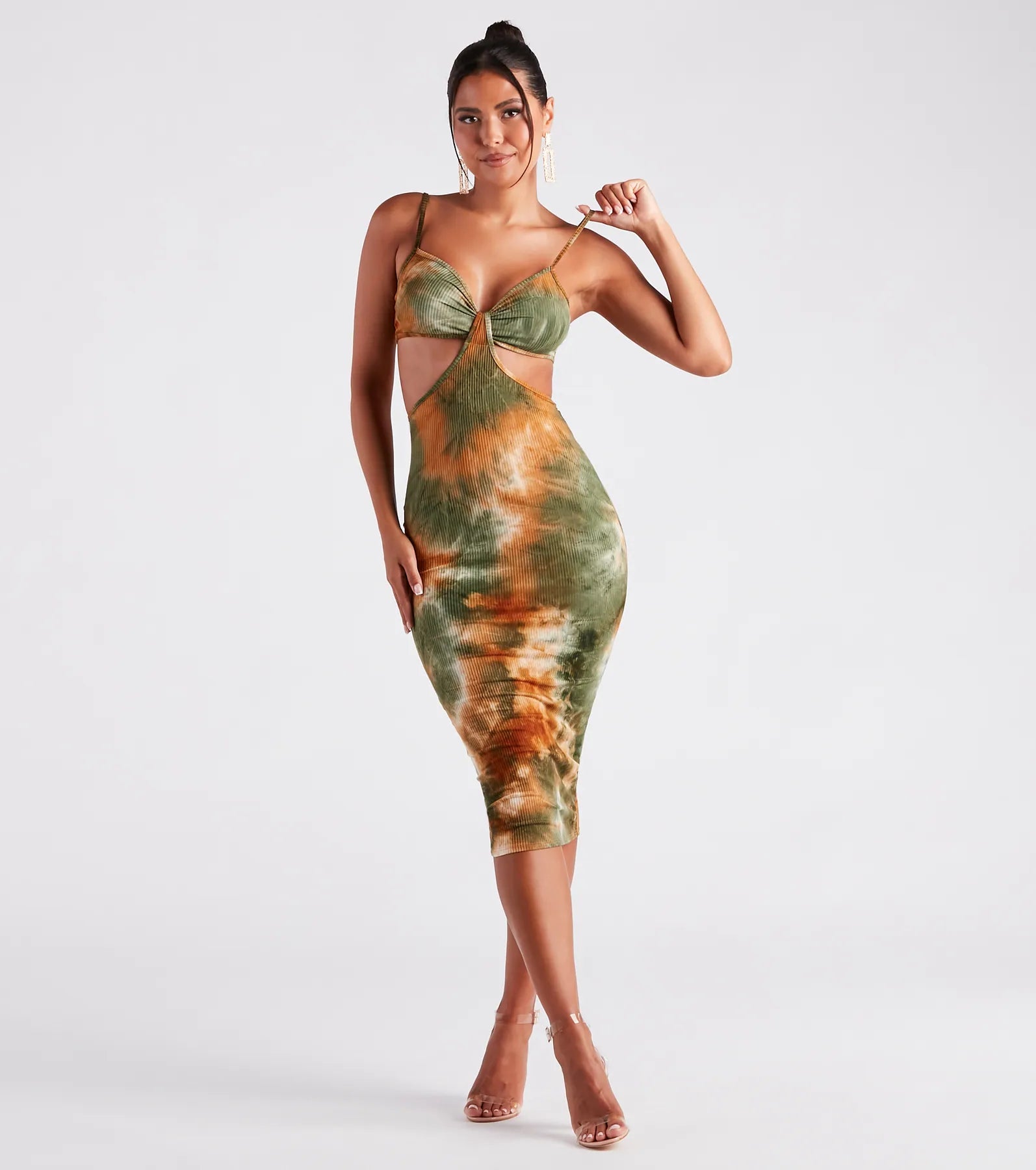 Glittery Casual Dresses for a Sparkly Effect​ Summer In Tie Dye Cutout Midi Dress