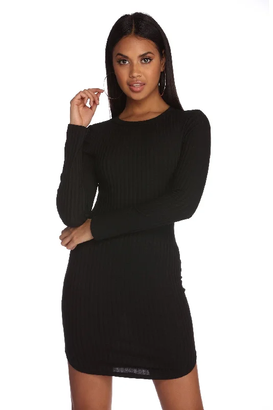 Mini dresses with cold - shoulder designs Always On Knit Mini Dress