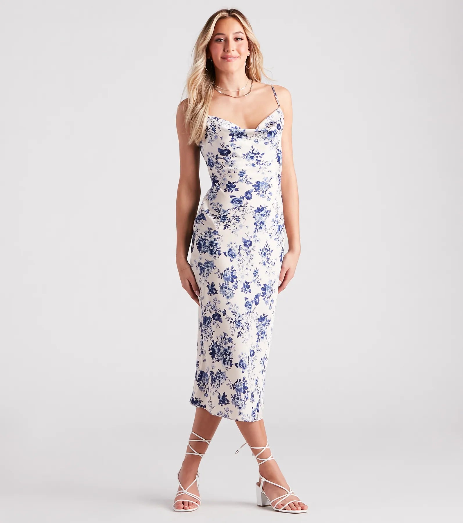 Rain - Resistant Casual Dresses for Wet Weather​ Infatuated Floral Satin Midi Dress