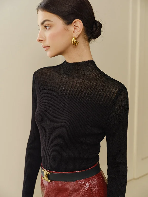 Pocket - Equipped Casual Dresses for Practicality​ Stand Collar Panel Knit Top