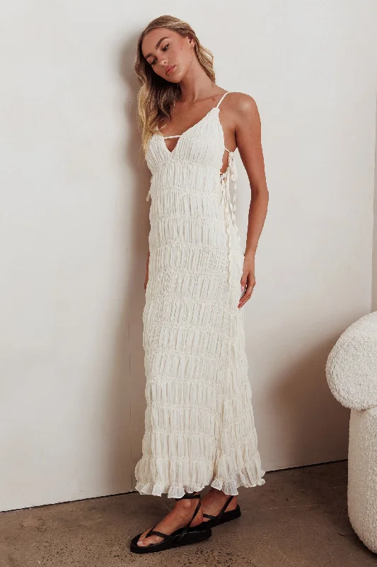 Celebrity - Inspired Casual Dresses for a Fashionable Look​ One To Watch Side Tie Maxi Dress Oat