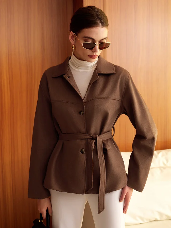 Striped Casual Dresses in Cotton Blend​ Boheme Belted Suede Polo Jacket