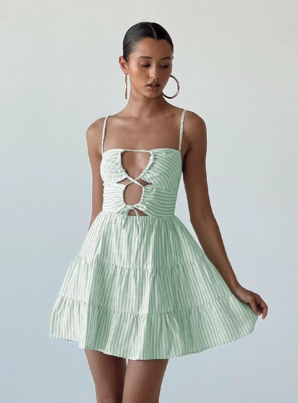 Mini dresses with off - the - shoulder styles Rise Up Mini Dress Green