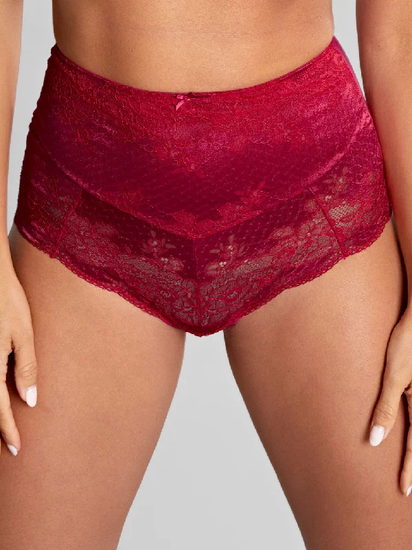 Women's high - waisted briefs with a lace trim Clara High Waist Brief In Orchid & Red - Panache Women's high - waisted briefs with a lace trim Clara High Waist Brief In Orchid & Red - Panache